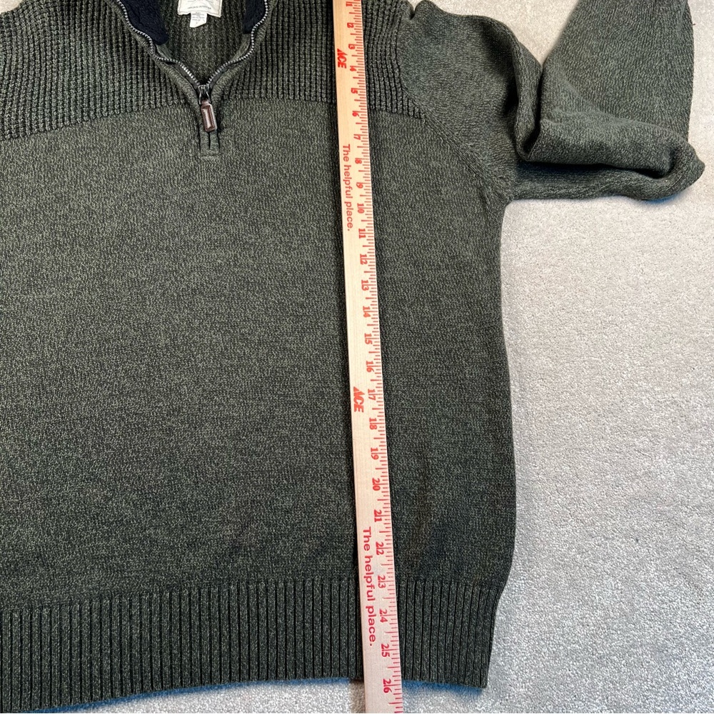 Field & Stream Sweater Quarter Zip Cotton Casual Olive Green Men's Large - Picture 4 of 9
